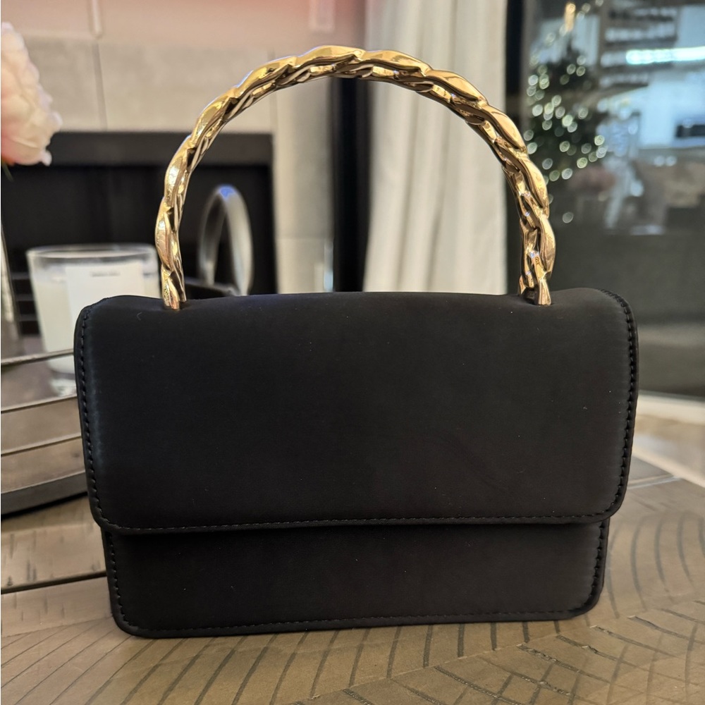 🥭 Mango satin black mini bag with top handle - Picture 7 of 9